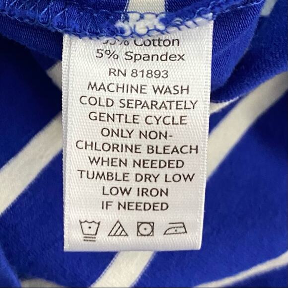 Isaac Mizrahi Live Size L Ink Blue Stripe Short Sleeve Fit & Flare Knit Dress - Picture 10 of 10